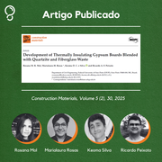 Artigo publicado sobre o desenvolvimento de placas de gesso com resíduos de quartzito e fibra de vidro. 1